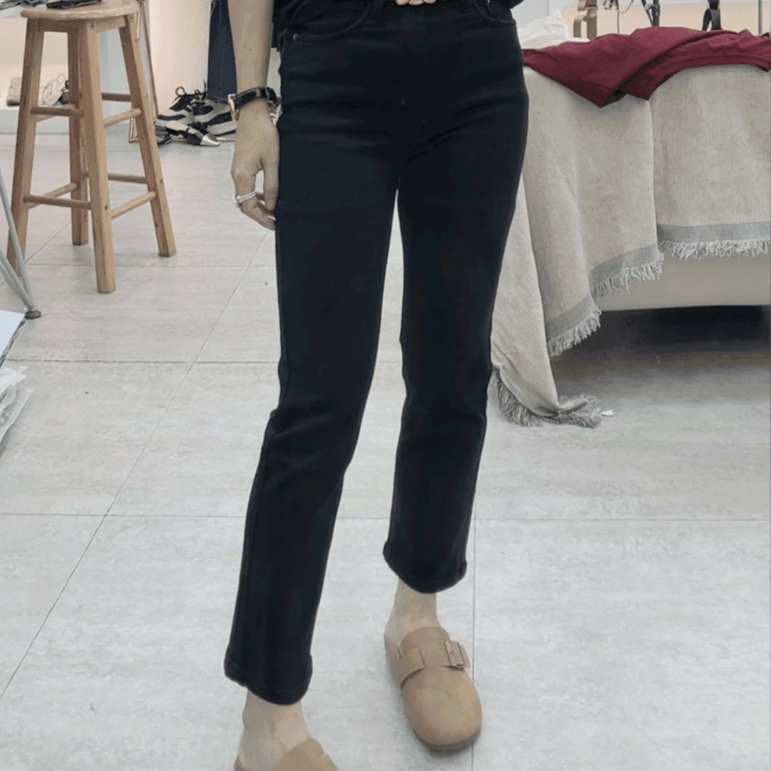 7818燕燕家时尚显瘦窄版百搭烟管牛仔裤【裤长88】