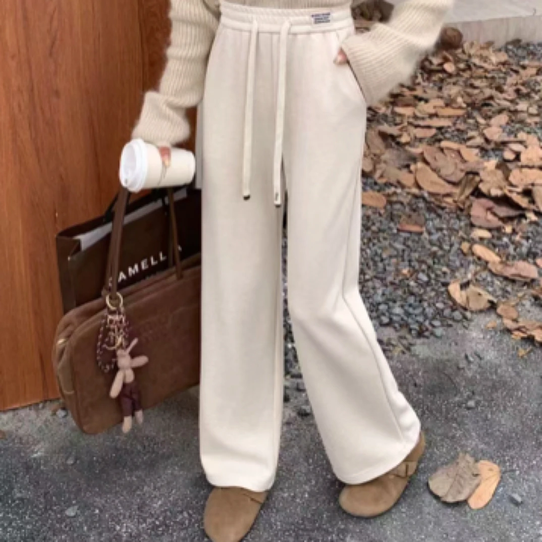 25056新款时尚秋冬季松紧腰小标设计阔腿裤