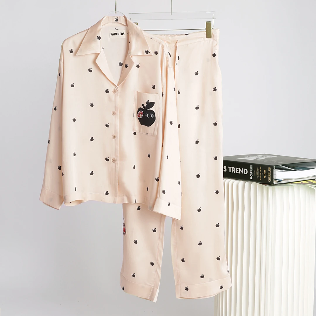 【长袖长裤】香槟金时尚显白金苹果睡衣套装