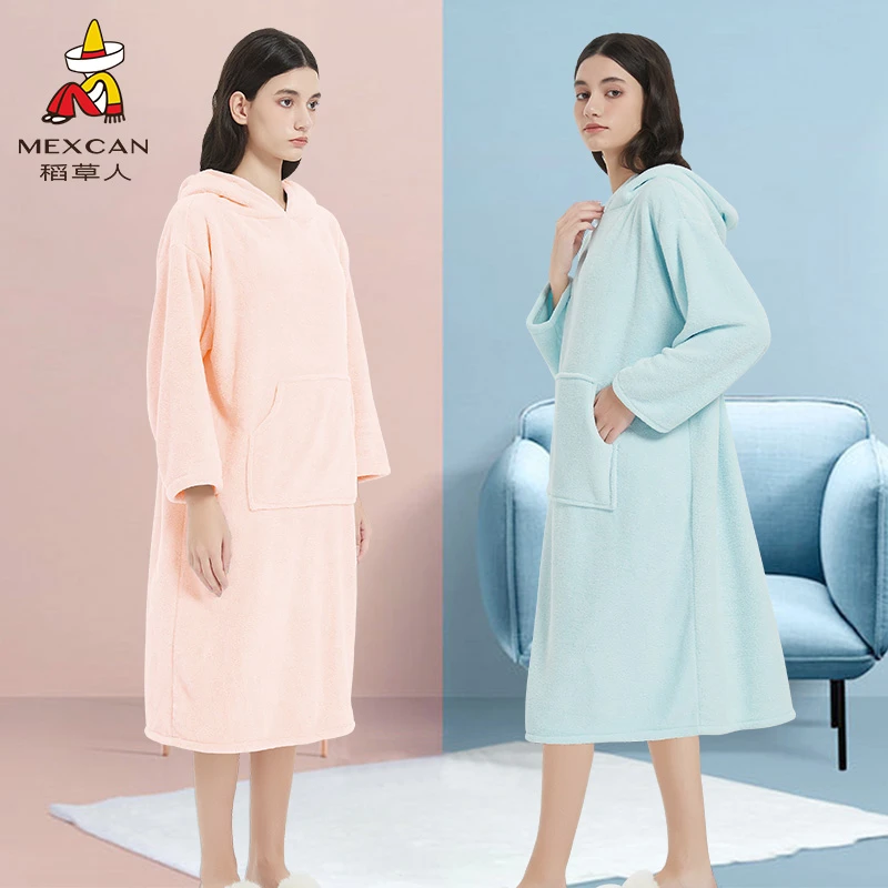 可穿式浴巾浴袍女款秋冬游泳浴衣男吸水速干情侣2024新款网红爆款