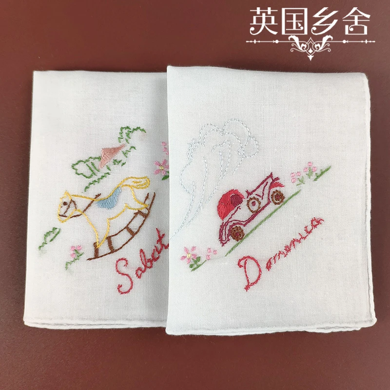 小可爱 手绣纯棉细纱 婴儿手帕 外贸老货 7片