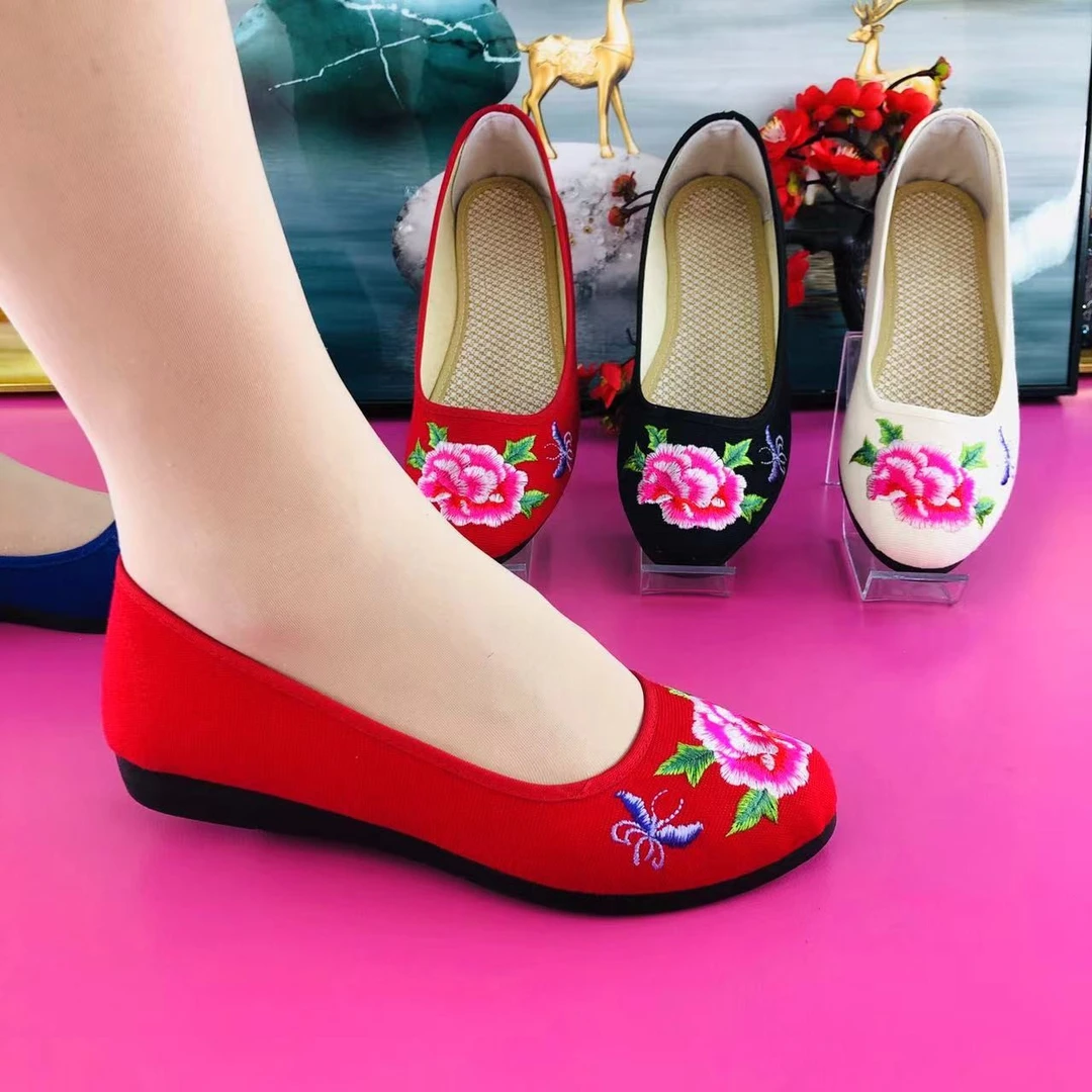 绣花鞋软底布鞋平底民族风时尚休闲浅口老北京布鞋鞋圆头夏季夏季