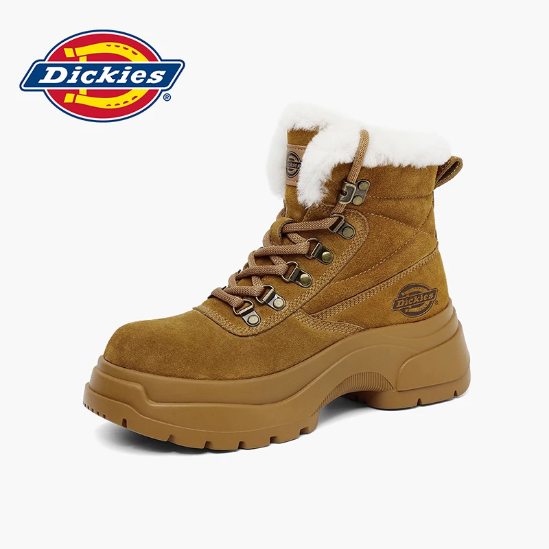 Dickies女鞋冬季雪地靴女款厚底马丁靴加绒加厚保暖东北大棉鞋子