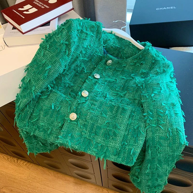 11596小香风外套女短款秋冬新款流苏气质洋气长袖上衣