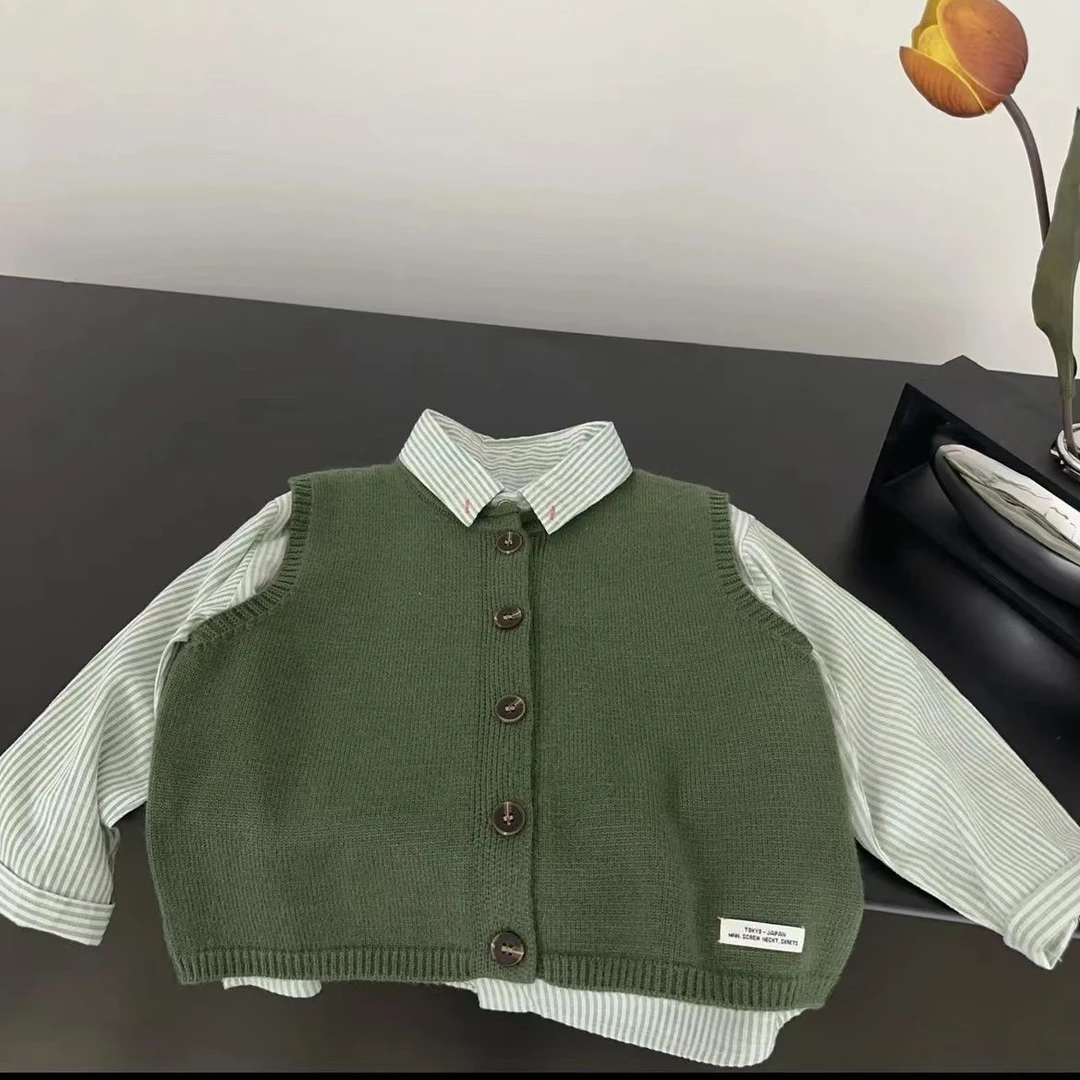 儿童毛衣2025秋季新款韩版百搭时尚马甲男女童宝宝上衣森系针织衫