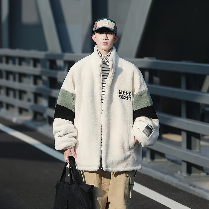 羊羔绒外套男士冬季潮流2023新款保暖美式加厚冬装棉服男生棉袄子