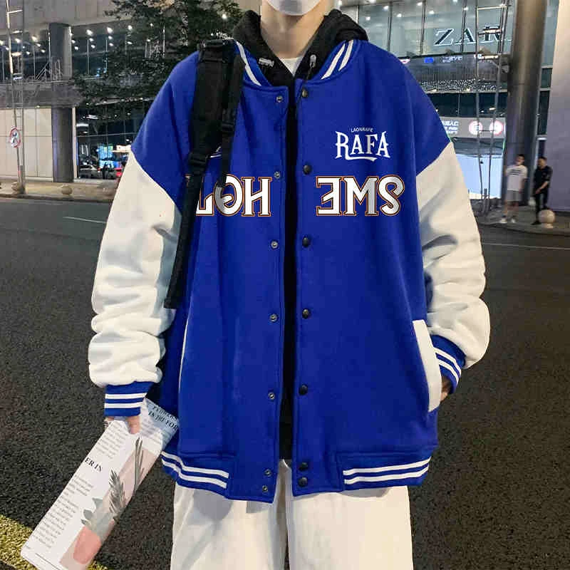 棒球服男款夹克外套男春秋款美式字母印花百搭港风宽松休闲情侣款