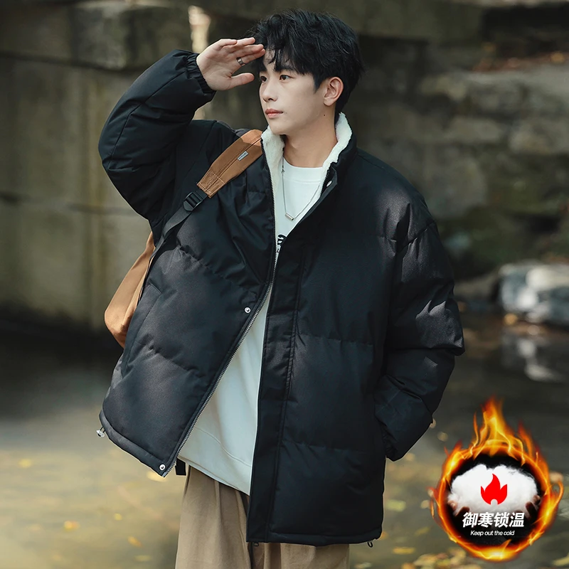 加厚棉衣男士秋冬季新款潮牌加绒保暖防寒袄子青少年立领棉服外套