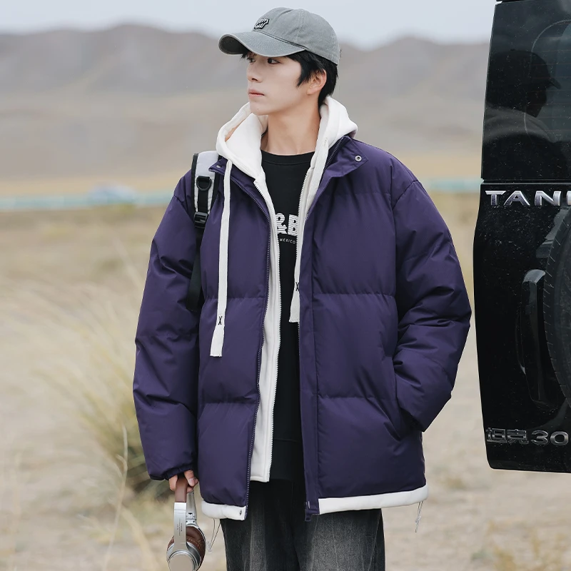 假两件棉服外套男士秋冬季新款潮牌加厚保暖棉袄男装冬天男生棉衣