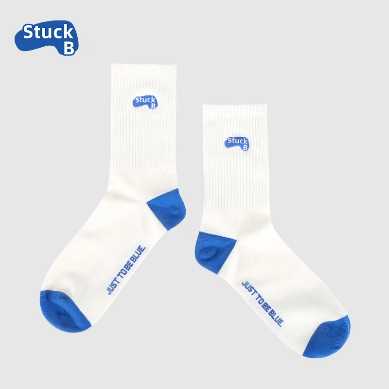 StuckB斯塔比/快乐袜/蓝天白云/5A抗菌刺绣运动袜情侣款HS1-1