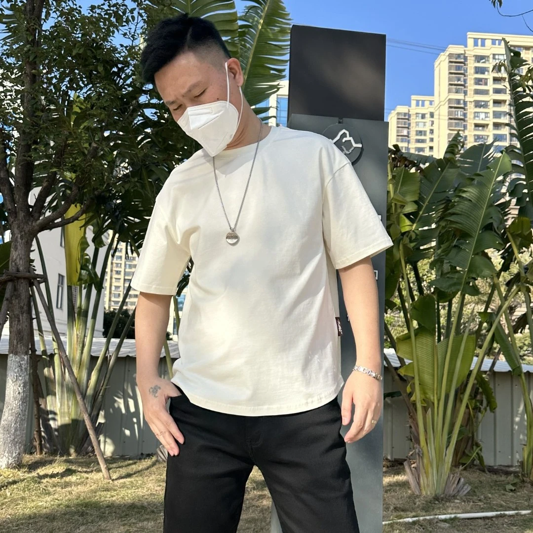 男士夏季insi弧形纯色纯棉宽松休闲百搭圆领短袖t恤简约潮流韩版