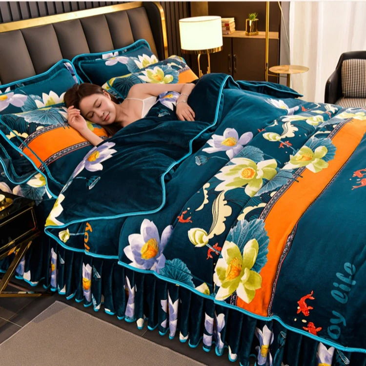 101-200 加厚冬季现代中式2米*2米3被套牛奶绒被罩双面绒加绒