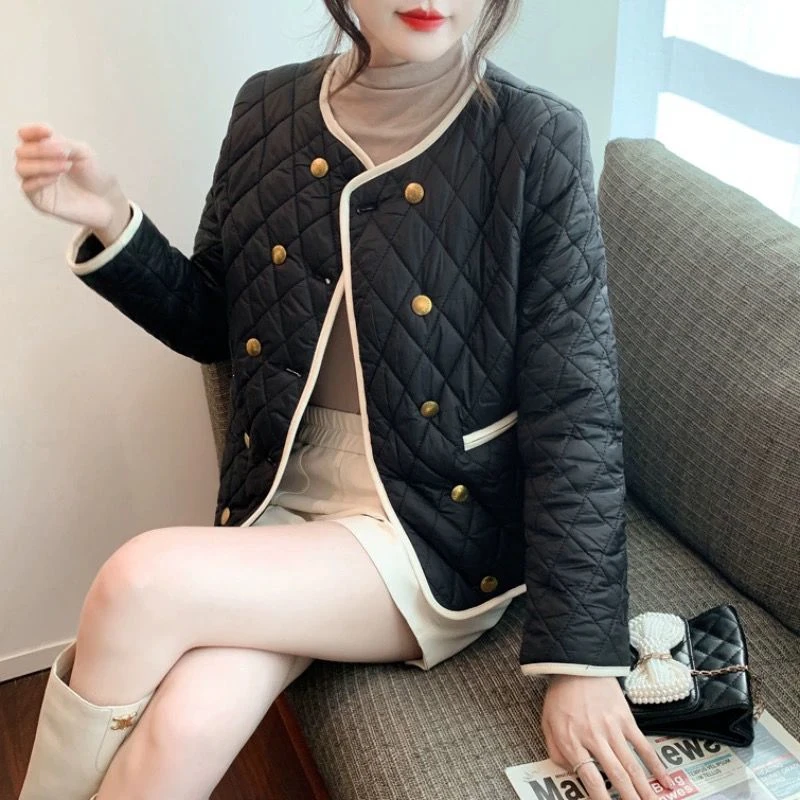 新款羽绒服小香风欧洲站菱格羽绒服女秋冬装2023新款欧货时尚洋