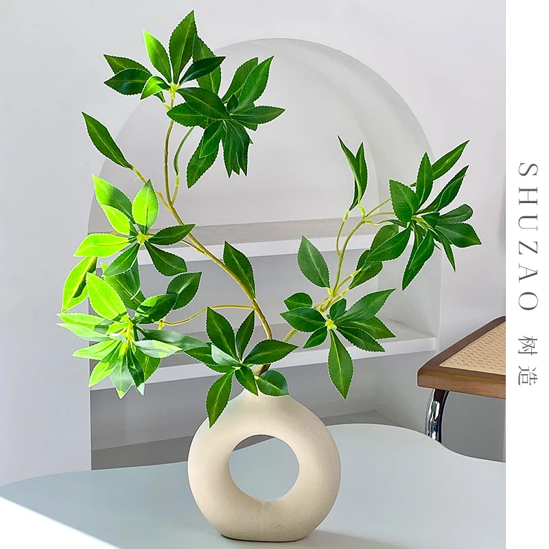 【远山与炊烟】仿真绿植马醉木陶瓷花瓶摆件 清新客厅玄关装饰品