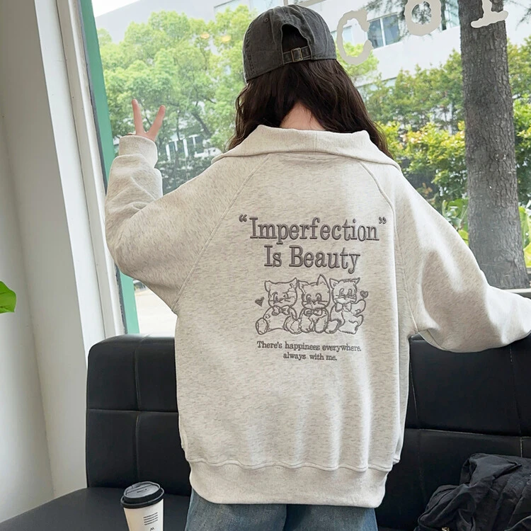 女童卫衣春秋2024新款儿童宽松洋气时髦秋装大童秋季拉链翻领上衣