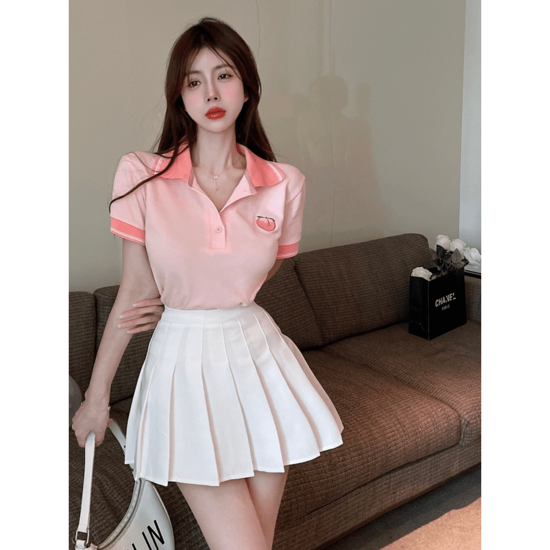 洋气减龄甜美套装女夏季学院风学生搭配一整套百褶裙小个子两件套