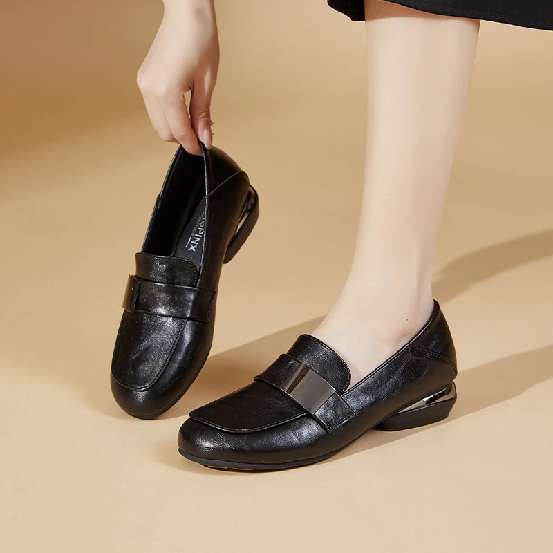 【翘颜品牌】软皮软底新款春舒适方跟皮鞋乐福鞋英伦女9877