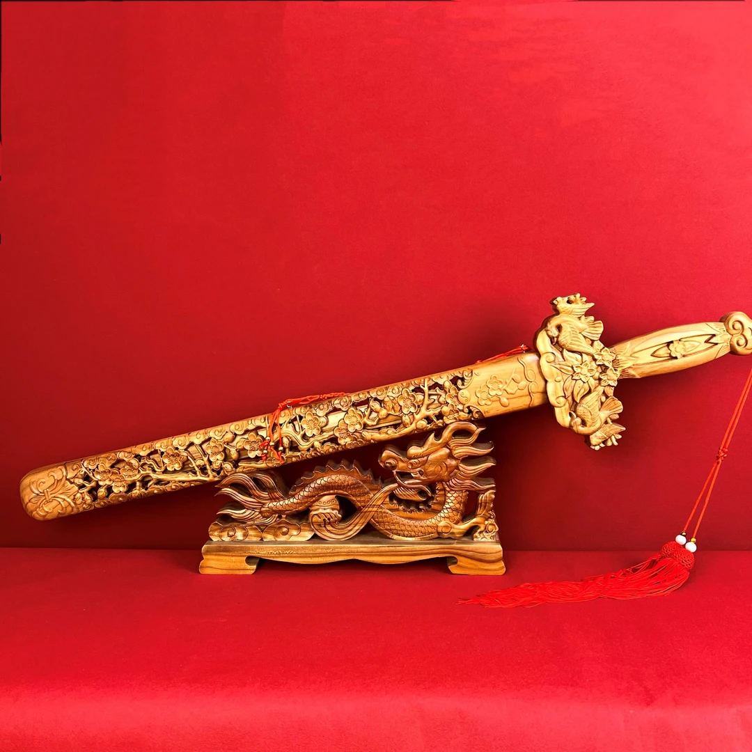 【桃木剑喜上眉梢】正宗天然泰山桃木加宽加厚镂空雕刻家具摆件挂件