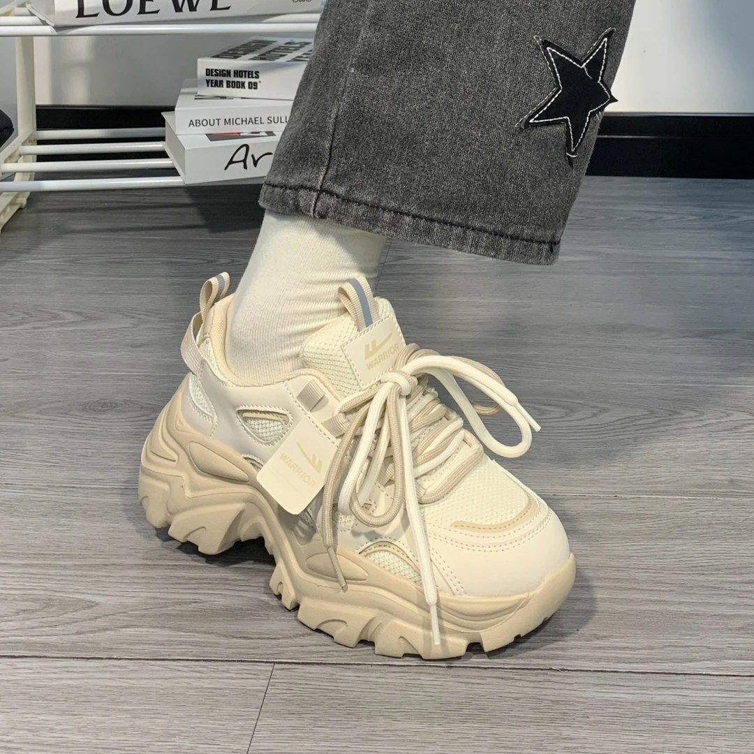 Warrior/回力白色老爹鞋女款新款鞋子女鞋百搭厚底轻便运动休闲鞋