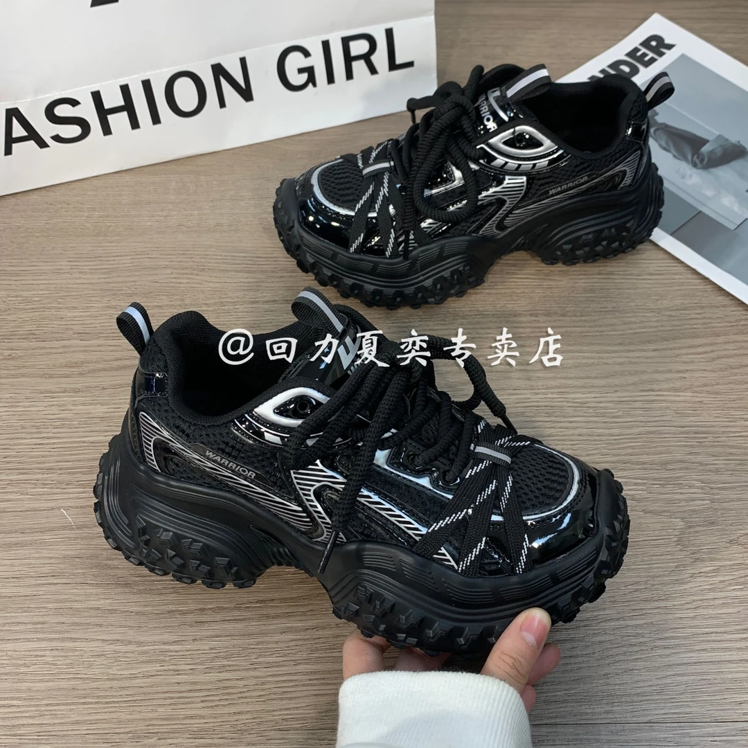 Warrior/回力老爹鞋女新款复古榴莲底增高厚底百搭户外休闲运动鞋