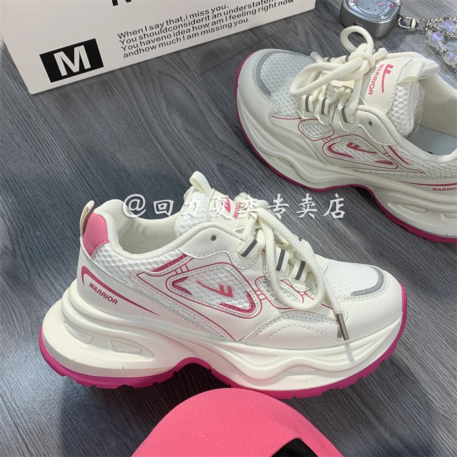 Warrior/回力运动鞋女老爹鞋减震软底轻便小众鞋女网面透气鞋子女