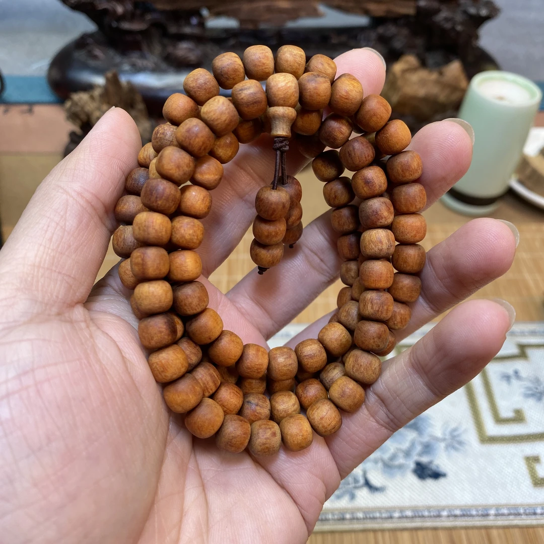 印尼贡木玉化老料桶珠高档男女佛珠手串精品念珠盘玩木质文玩珠串