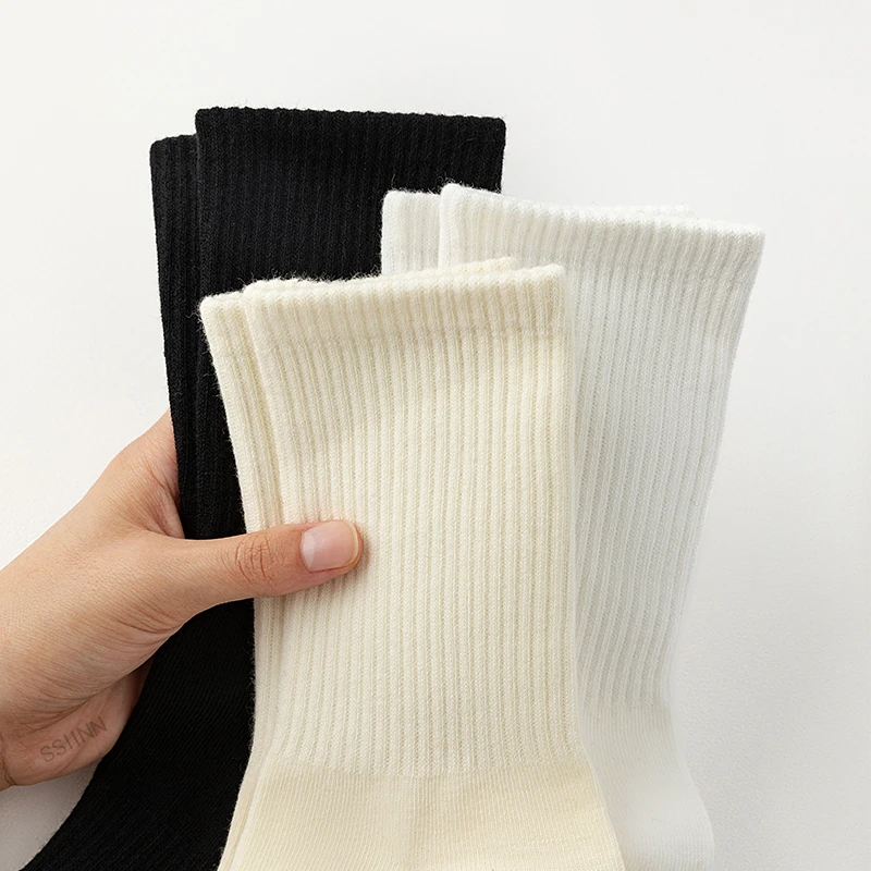 【楚楚君专属】配鲨鱼裤袜子女秋冬长袜小个子纯白色高筒袜中筒棉袜