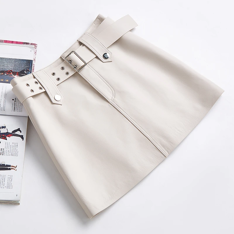 2025新款海宁真皮皮裙女半身裙腰带百搭相修身带安全裤短裙
