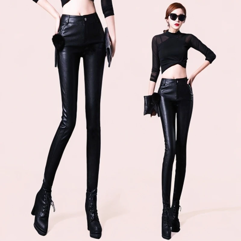 2025秋冬爆款海宁真皮皮裤女绵羊皮紧身纯皮加绒宽松外穿小脚裤女