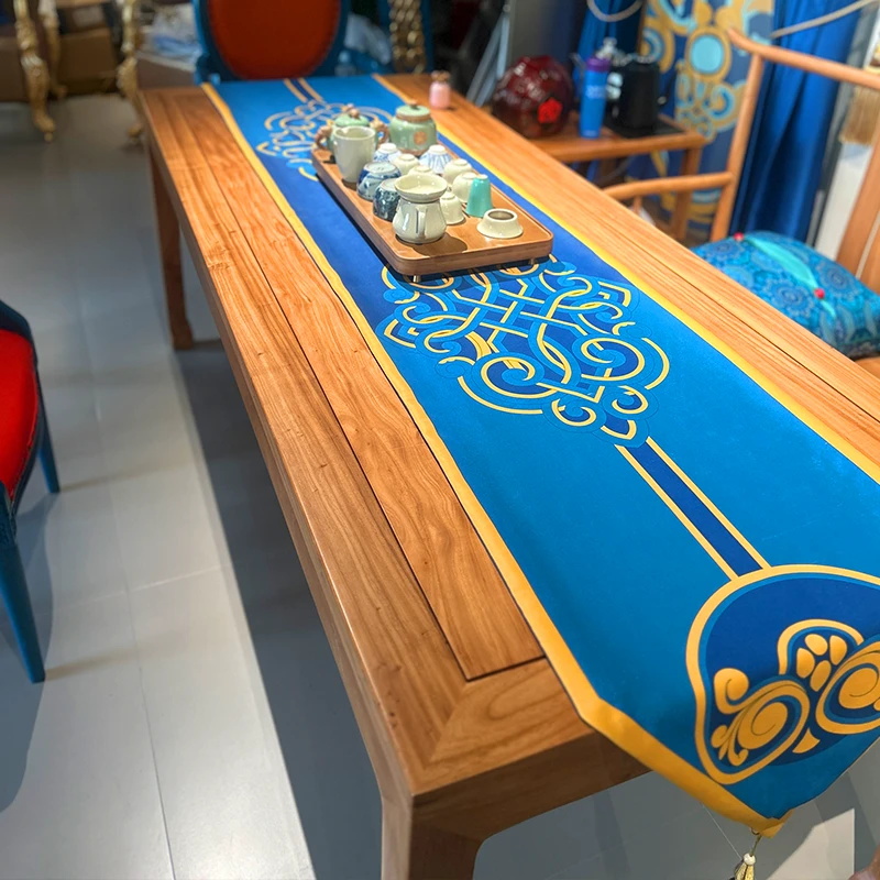 桌旗中式民族风蒙古元素电视柜鞋柜防尘家用餐桌布茶几台布床尾巾