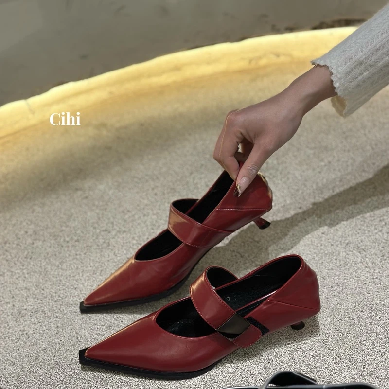 2-291-巨巨巨好看-气质百搭浅口尖头通勤小单鞋时尚低跟女鞋