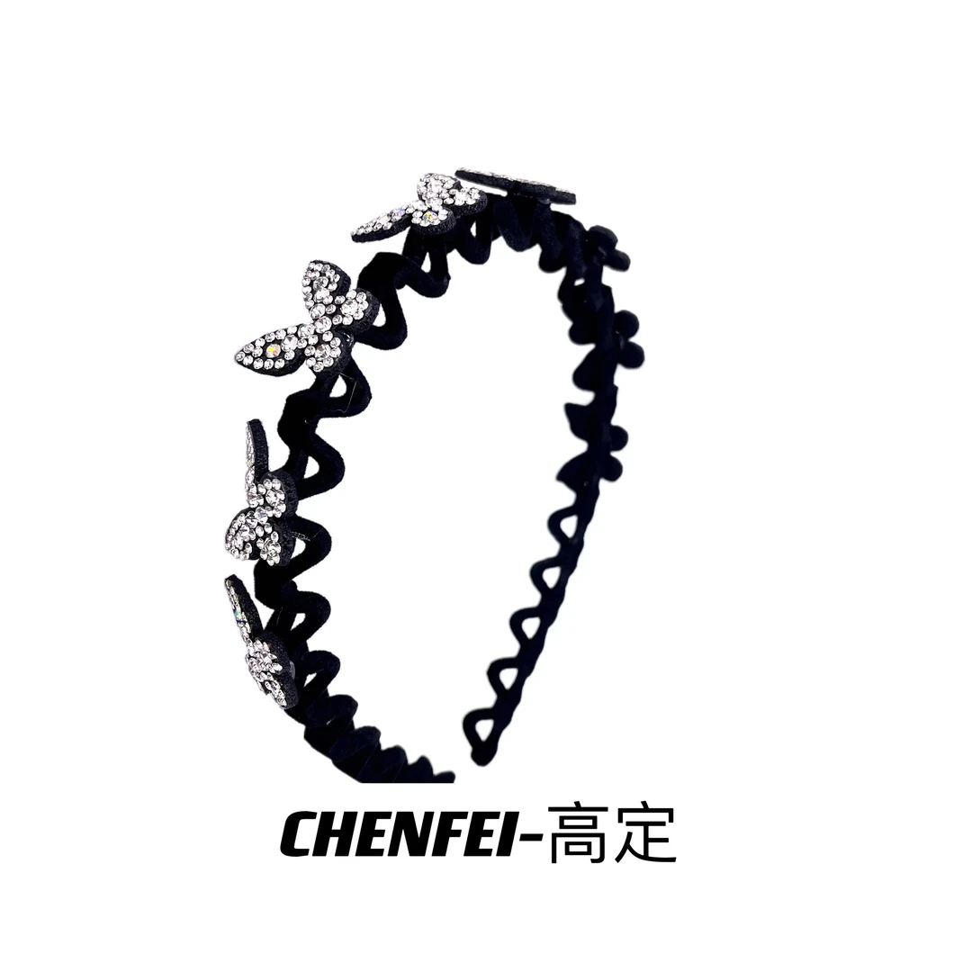 A蝴蝶波浪发箍女潮流新款植绒头箍固定刘海碎发卡洋气头饰1607