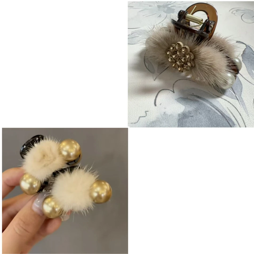 三个装毛毛抓夹新品发夹毽子头发抓气质轻奢发饰1382+2006+2006