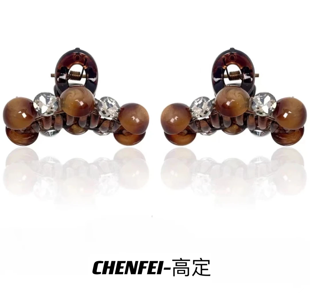 A两个约5cm气质茶咖色小抓夹女发夹头饰小号鲨鱼夹发卡1458+1458