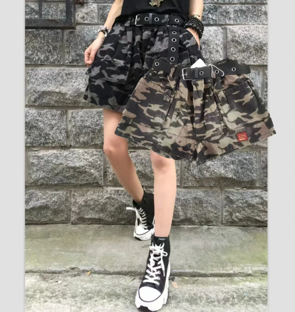 6156欧货夏季新款松紧腰时尚高腰复古印花宽松百搭阔腿做仔短裤潮