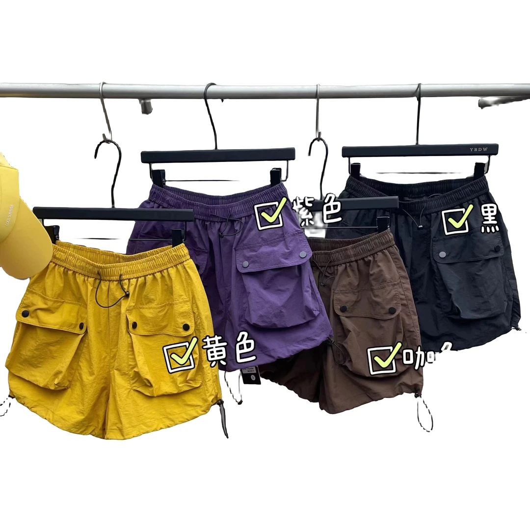 5739新款松紧腰抽绳设计工装短裤女辣妹夏季韩版宽松显瘦阔腿裤子