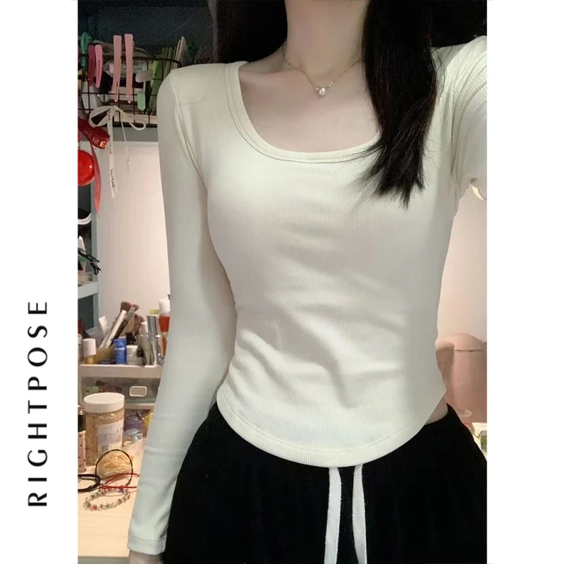 RIGHT POSE/右姿长袖女上衣网红爆款女装2025新款春秋内搭打底衫
