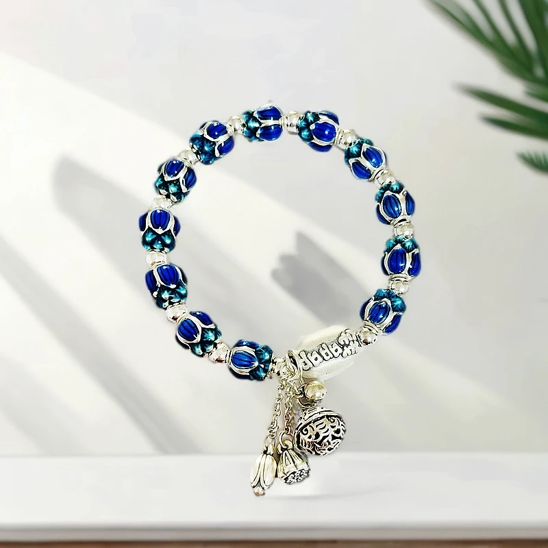 足银手链 【如意】990步步升莲编织款手串气质秋冬新款时尚手链礼物