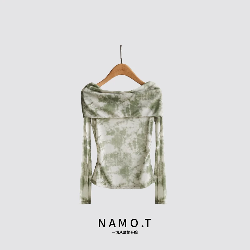 NAMO.T气质韵味一字肩抹胸扎染印花上衣NF3394011