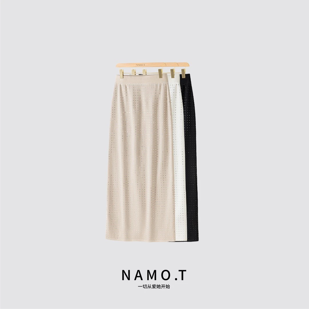 NAMO.T时尚烫钻修身直筒针织半身裙NG507Q197