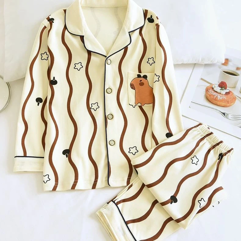 新款儿童睡衣套春秋纯棉a类卡通棉毛长袖男孩全棉保暖宝宝家居服