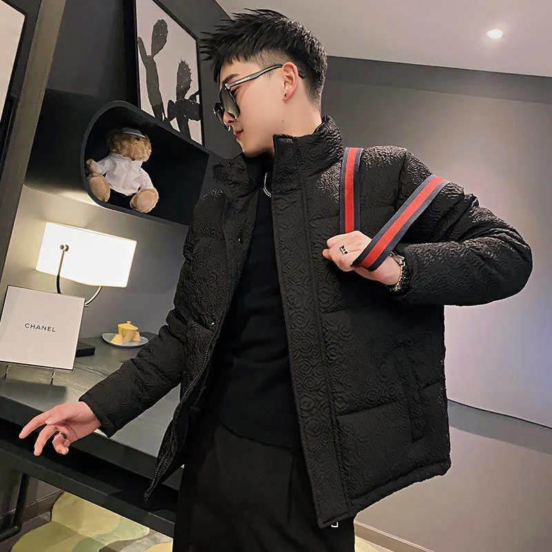 冬季2023新款外套潮牌时尚帅气韩版潮流帅气加厚高端立领棉衣服男