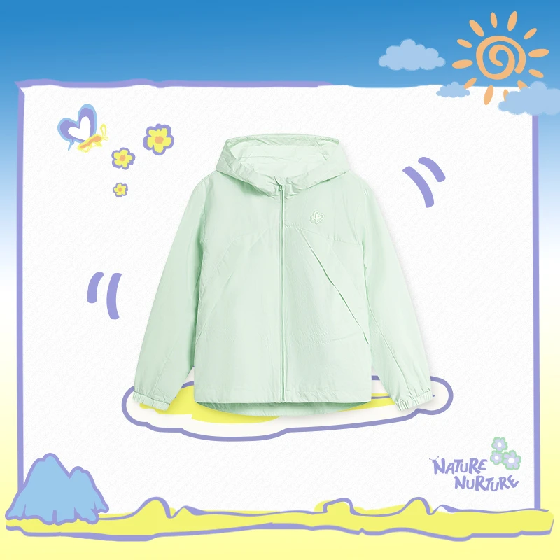 LI-NING KIDS/李宁儿童女童运动户外透气薄款连帽轻薄梭织YFDU046