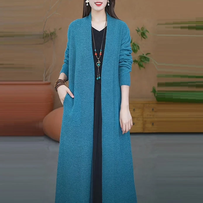 2025新款韩版毛衫针织开衫外套女春秋新款长款过膝羊绒衫外搭宽松