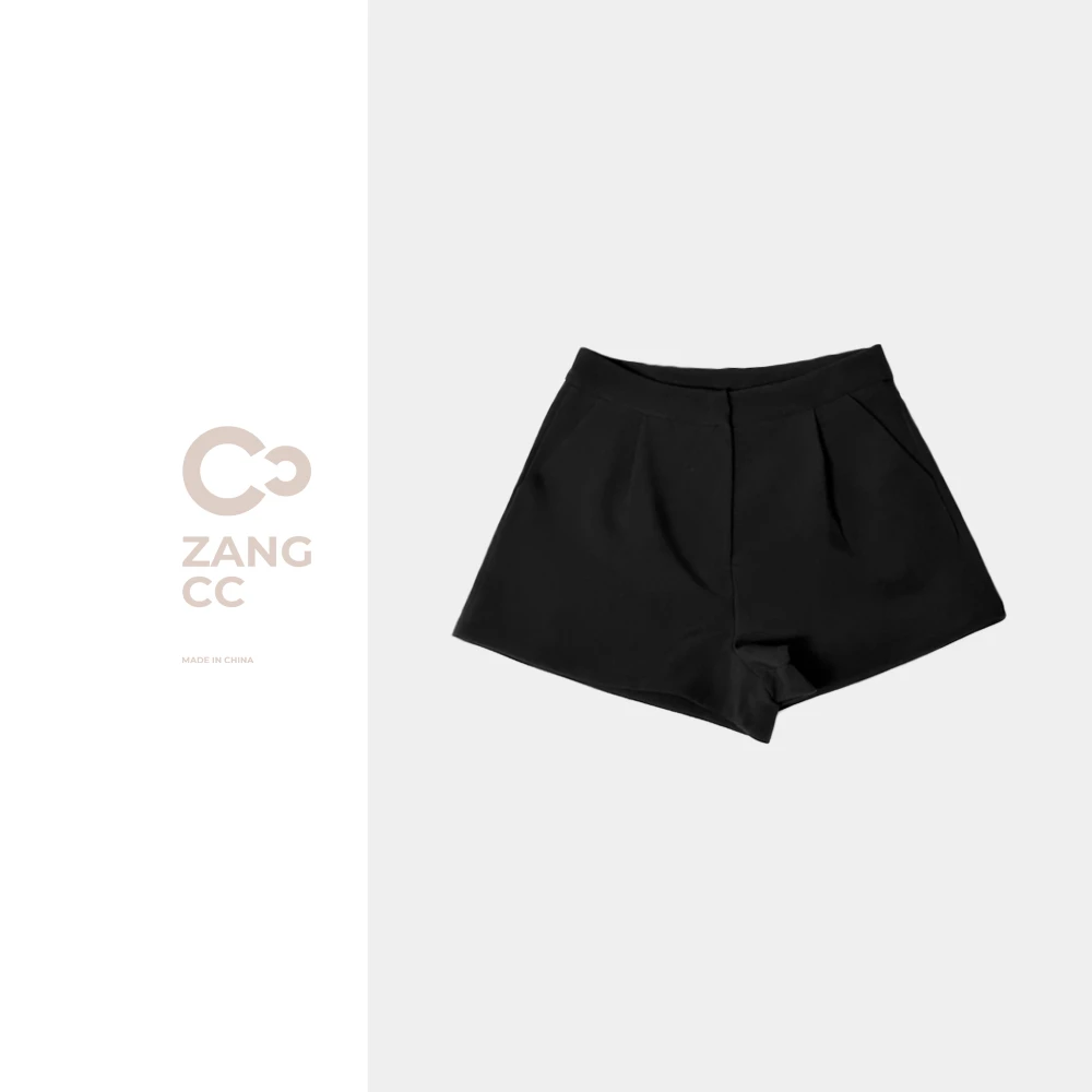 脏兮兮 -高腰黑色百搭西装短裤