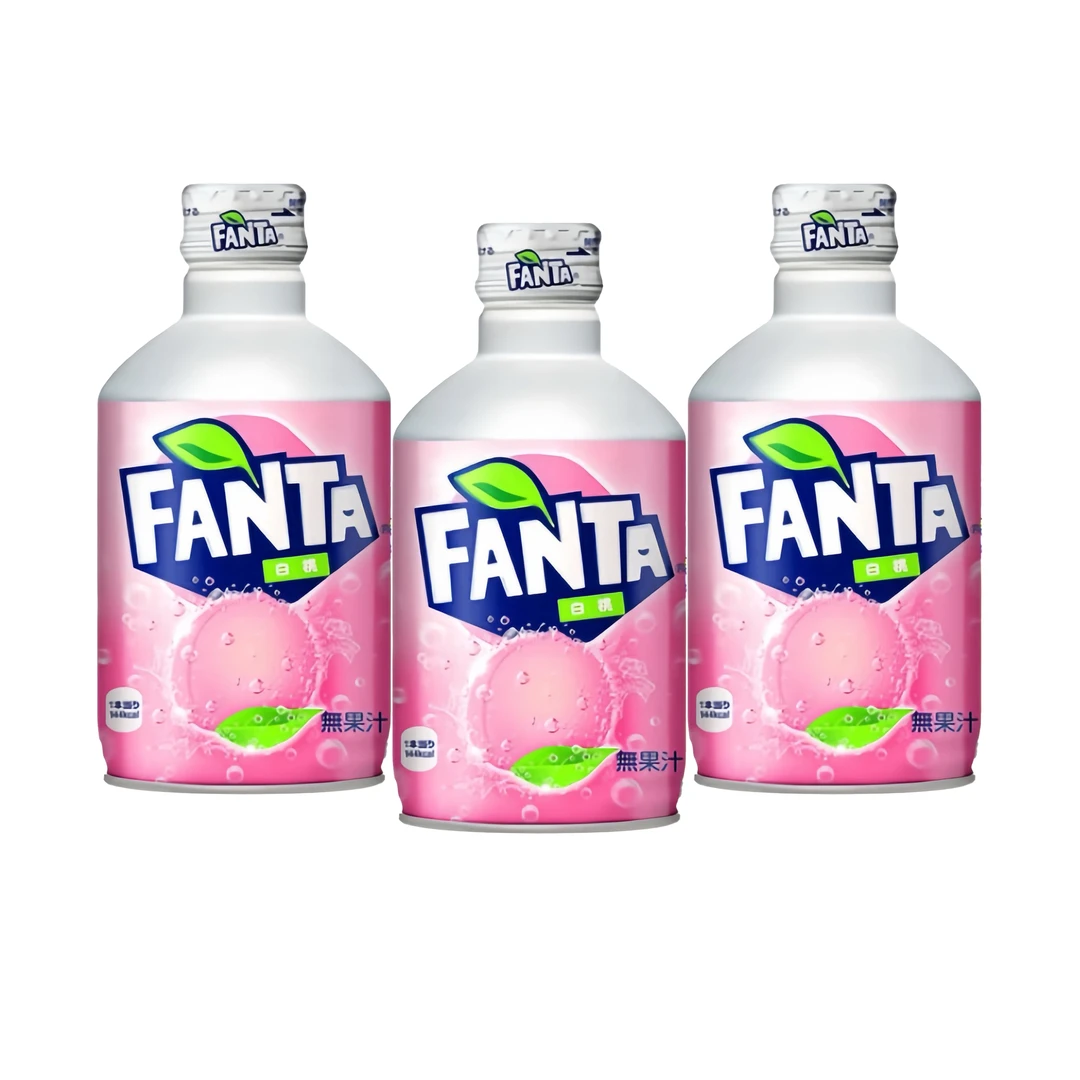 日本进口 FANTA芬达白桃味子弹头碳酸饮料汽水300ml*3罐