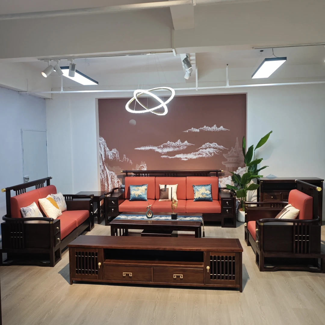 新中式沙发组合禅意别墅大户型客厅现代简约储物实木家用高端家具