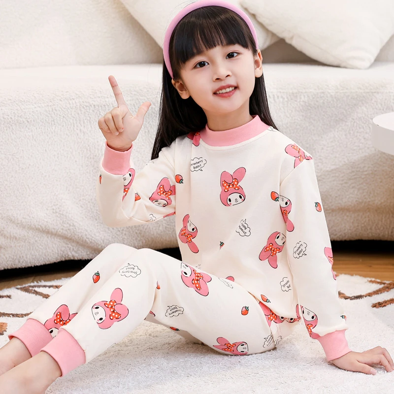 女童内衣套装全棉儿童秋衣秋裤纯棉中大童春秋薄款宝宝家居服中领