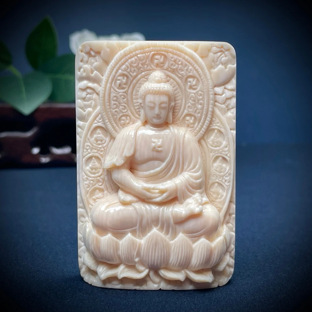 猛犸牙大日如来牌吊坠手工牌