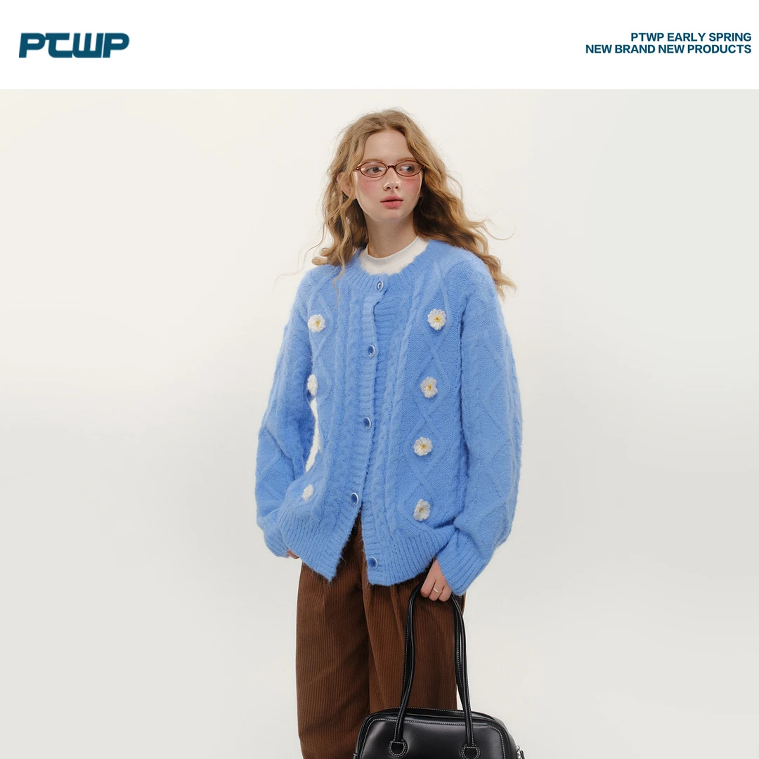 PTWP 冰岛冬日 2024年新款毛衣开衫秋冬加厚慵懒风宽松外套女